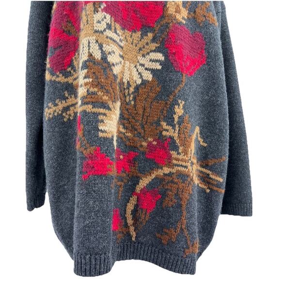 Vtg 80s 90s Oversized Embroidered Floral Sweater Fairy Cottagecore Granny Size M - Picture 5 of 9